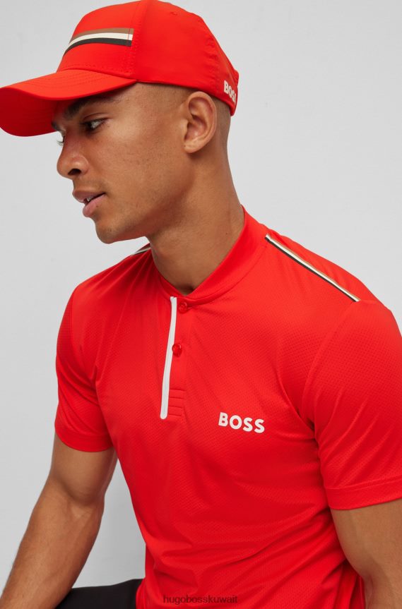 4TFNJN5754 أحمر Hugo Boss قبعة بشريط مميز x Matteo Berrettini من قماش البوبلين المطاطي مع الشعار