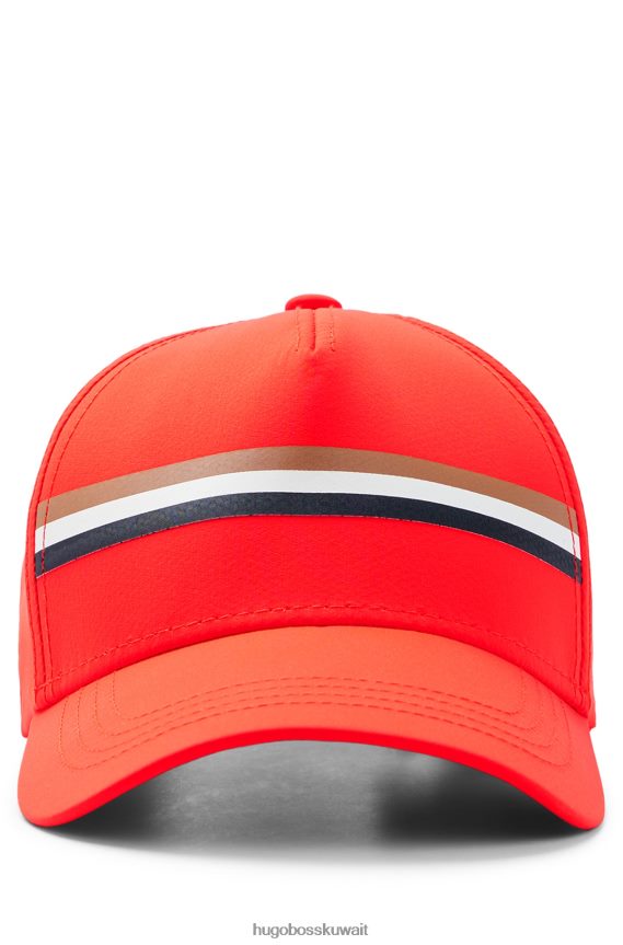 4TFNJN5754 أحمر Hugo Boss قبعة بشريط مميز x Matteo Berrettini من قماش البوبلين المطاطي مع الشعار