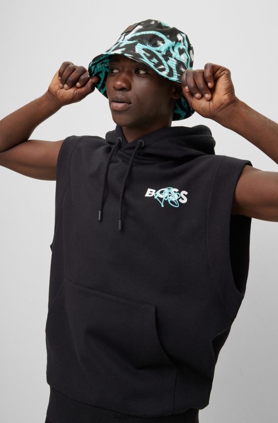 4TFNJN5756 أزرق فاتح Hugo Boss قبعة دلو من Hugo باللون الأزرق الفاتح مصنوعة من نسيج قطني مضلع