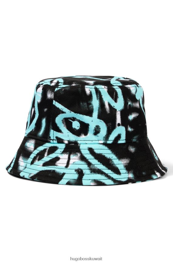 4TFNJN5756 أزرق فاتح Hugo Boss قبعة دلو من Hugo باللون الأزرق الفاتح مصنوعة من نسيج قطني مضلع