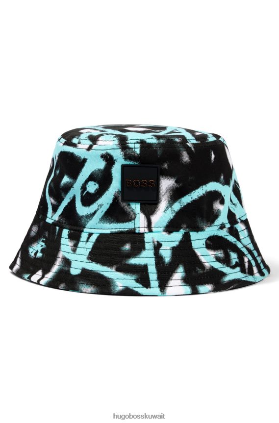 4TFNJN5756 أزرق فاتح Hugo Boss قبعة دلو من Hugo باللون الأزرق الفاتح مصنوعة من نسيج قطني مضلع
