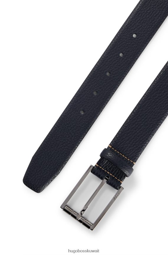 4TFNJN5760 أزرق غامق Hugo Boss حزام باللون الأزرق الداكن في علبة هدايا من الجلد الإيطالي بإبزيم هوغو من المعدن