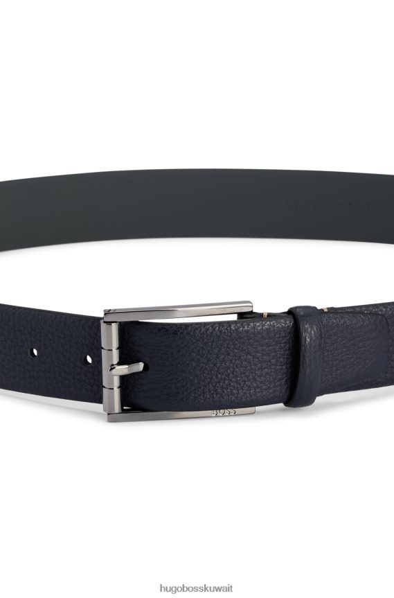 4TFNJN5760 أزرق غامق Hugo Boss حزام باللون الأزرق الداكن في علبة هدايا من الجلد الإيطالي بإبزيم هوغو من المعدن