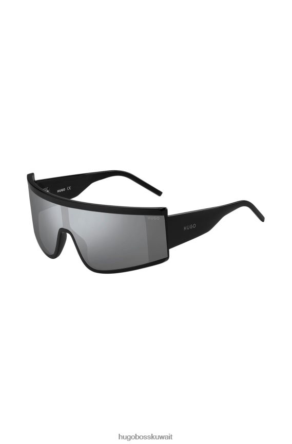 4TFNJN5762 حزمة مسبقة متنوعة Hugo Boss نظارة شمسية شيلد سوداء للجنسين مع شعار Hugo، عبوة متنوعة مسبقًا