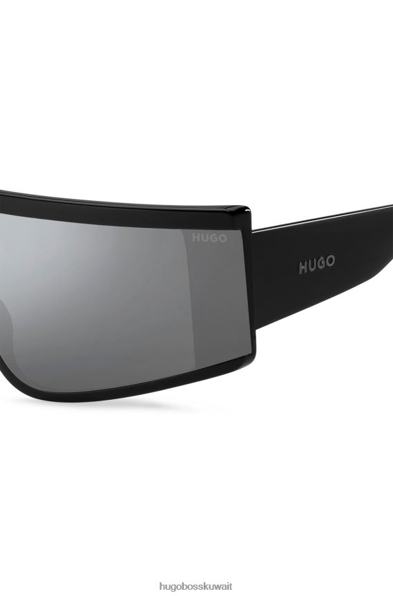 4TFNJN5762 حزمة مسبقة متنوعة Hugo Boss نظارة شمسية شيلد سوداء للجنسين مع شعار Hugo، عبوة متنوعة مسبقًا