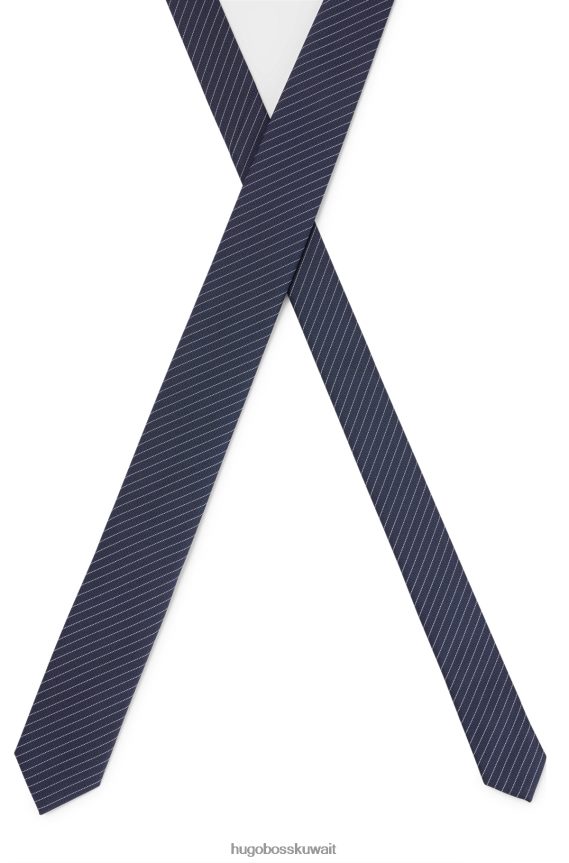 4TFNJN5763 أزرق غامق Hugo Boss ربطة عنق هوغو باللون الأزرق الداكن مصنوعة من ألياف وحرير معاد تدويرها