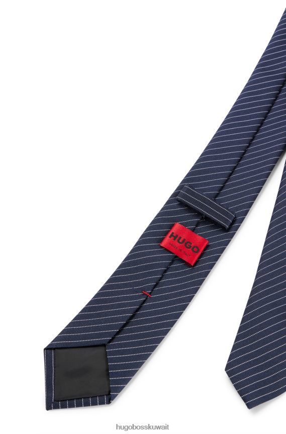 4TFNJN5763 أزرق غامق Hugo Boss ربطة عنق هوغو باللون الأزرق الداكن مصنوعة من ألياف وحرير معاد تدويرها