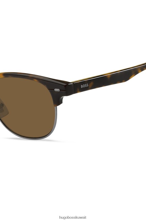 4TFNJN5766 حزمة مسبقة متنوعة Hugo Boss نظارات شمسية من خلات الهافانا مع قلب سلكي مرئي، متنوعة مسبقًا