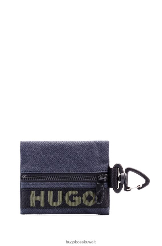 4TFNJN5768 أزرق غامق Hugo Boss حافظة عملات معدنية بشعار مع مشبك هوغو باللون الأزرق الداكن