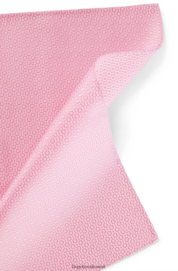 4TFNJN5771 وردي فاتح Hugo Boss طقم ربطة عنق ومنديل جيب من قماش الجاكار الحريري بنقشات دقيقة من هوغو، وردي فاتح