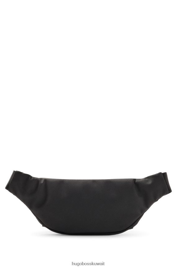 4TFNJN5774 أسود Hugo Boss حقيبة حزام من النايلون المعاد تدويره مع ملصق شعار أحمر اللون باللون الأسود