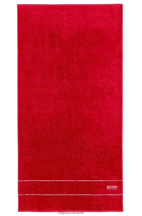 4TFNJN5783 أحمر Hugo Boss منشفة حمام من القطن المصري باللون الأحمر من هوغو مع شعار متباين