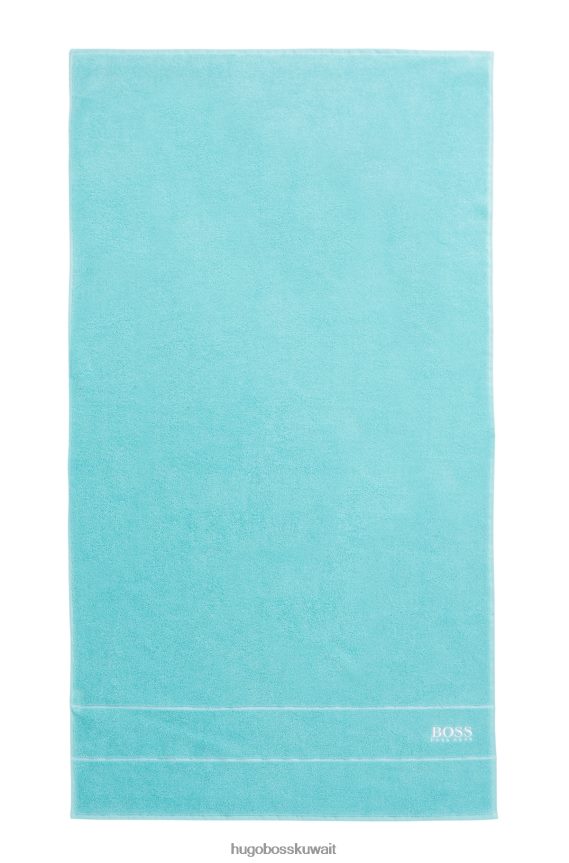 4TFNJN5784 الفيروز Hugo Boss منشفة حمام هوغو من القطن المصري مع شعار متباين باللون الفيروزي