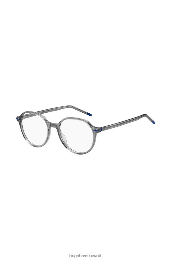 4TFNJN5791 حزمة مسبقة متنوعة Hugo Boss إطارات هوغو البصرية من الأسيتات باللون الرمادي مع تفاصيل زرقاء، عبوة مسبقة متنوعة