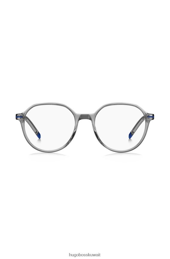 4TFNJN5791 حزمة مسبقة متنوعة Hugo Boss إطارات هوغو البصرية من الأسيتات باللون الرمادي مع تفاصيل زرقاء، عبوة مسبقة متنوعة
