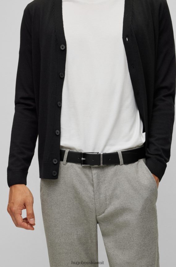 4TFNJN5797 أسود Hugo Boss حزام Hugo أسود ذو وجهين من الجلد الإيطالي الناعم والمنظم