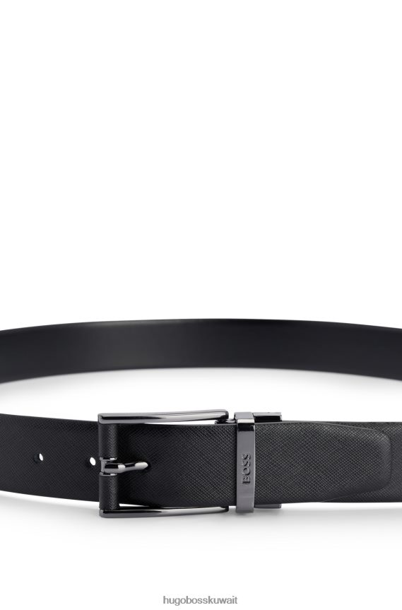 4TFNJN5797 أسود Hugo Boss حزام Hugo أسود ذو وجهين من الجلد الإيطالي الناعم والمنظم