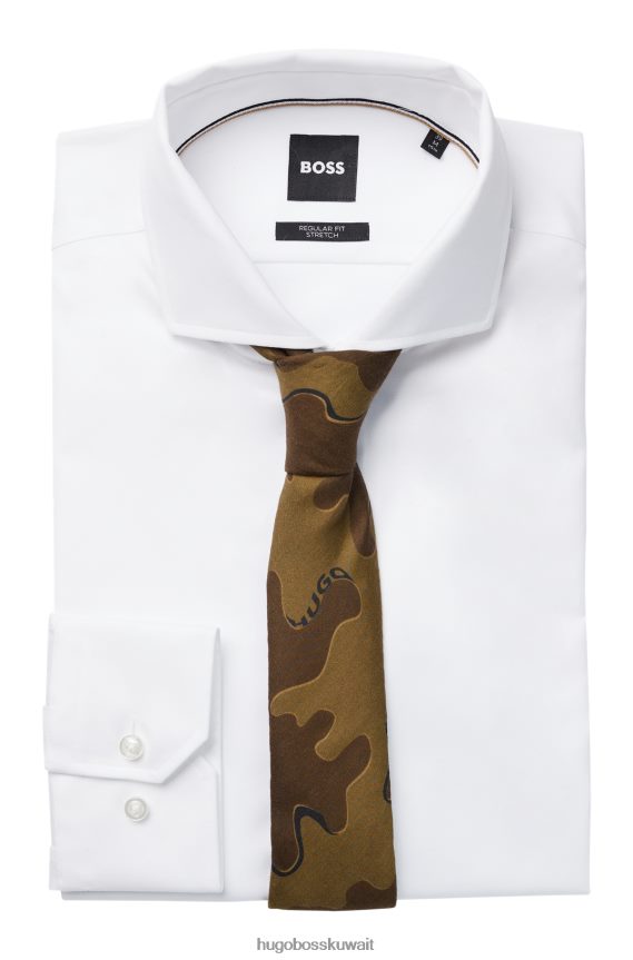 4TFNJN5802 منقوشة Hugo Boss ربطة عنق منقوشة بطبعة هوغو المموهة مع شعار تجريدي