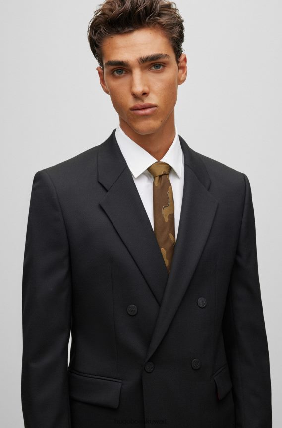 4TFNJN5802 منقوشة Hugo Boss ربطة عنق منقوشة بطبعة هوغو المموهة مع شعار تجريدي