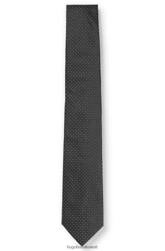 4TFNJN5810 أسود Hugo Boss ربطة عنق هوغو منقوشة باللون الأسود من قماش الجاكار الحريري