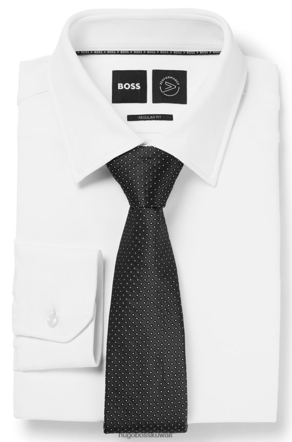 4TFNJN5810 أسود Hugo Boss ربطة عنق هوغو منقوشة باللون الأسود من قماش الجاكار الحريري