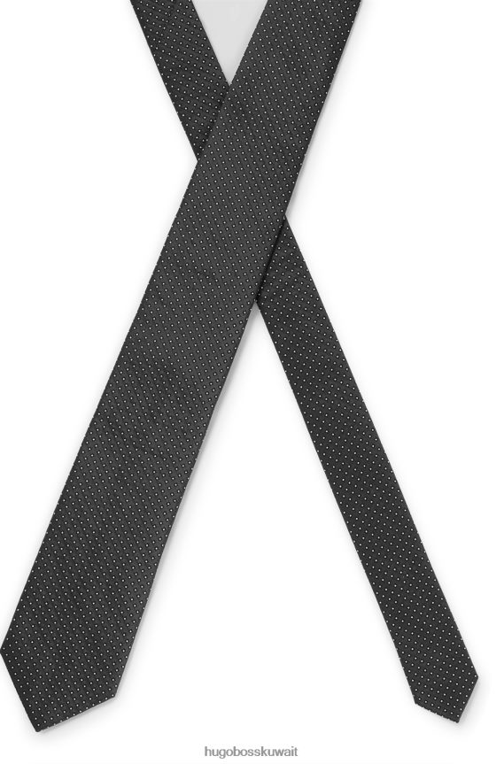 4TFNJN5810 أسود Hugo Boss ربطة عنق هوغو منقوشة باللون الأسود من قماش الجاكار الحريري