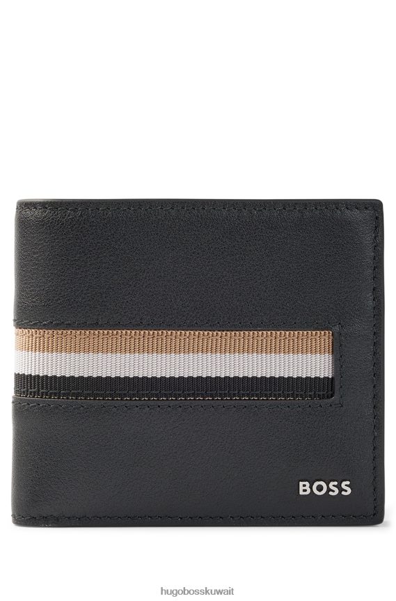4TFNJN5813 أسود Hugo Boss محفظة هدايا سوداء وحلقة مفاتيح من جلد هوغو