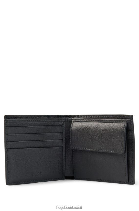 4TFNJN5813 أسود Hugo Boss محفظة هدايا سوداء وحلقة مفاتيح من جلد هوغو