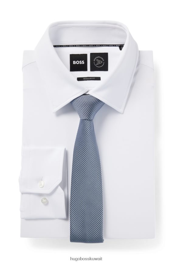 4TFNJN5814 أزرق فاتح Hugo Boss ربطة عنق بنمط صغير من حرير الجاكار هوغو باللون الأزرق الفاتح