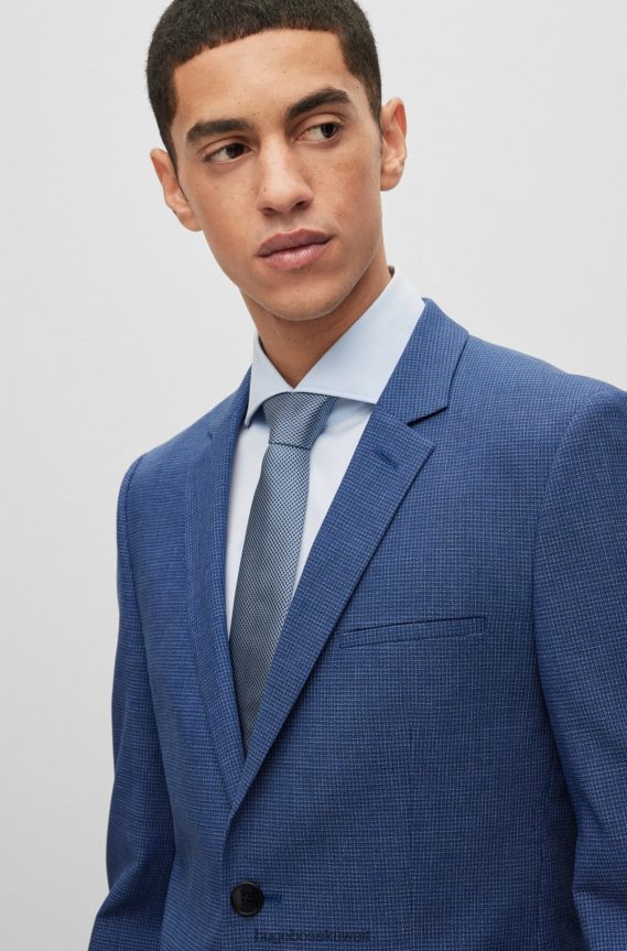 4TFNJN5814 أزرق فاتح Hugo Boss ربطة عنق بنمط صغير من حرير الجاكار هوغو باللون الأزرق الفاتح