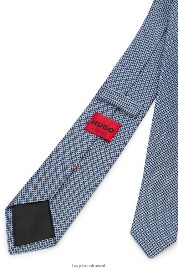 4TFNJN5814 أزرق فاتح Hugo Boss ربطة عنق بنمط صغير من حرير الجاكار هوغو باللون الأزرق الفاتح