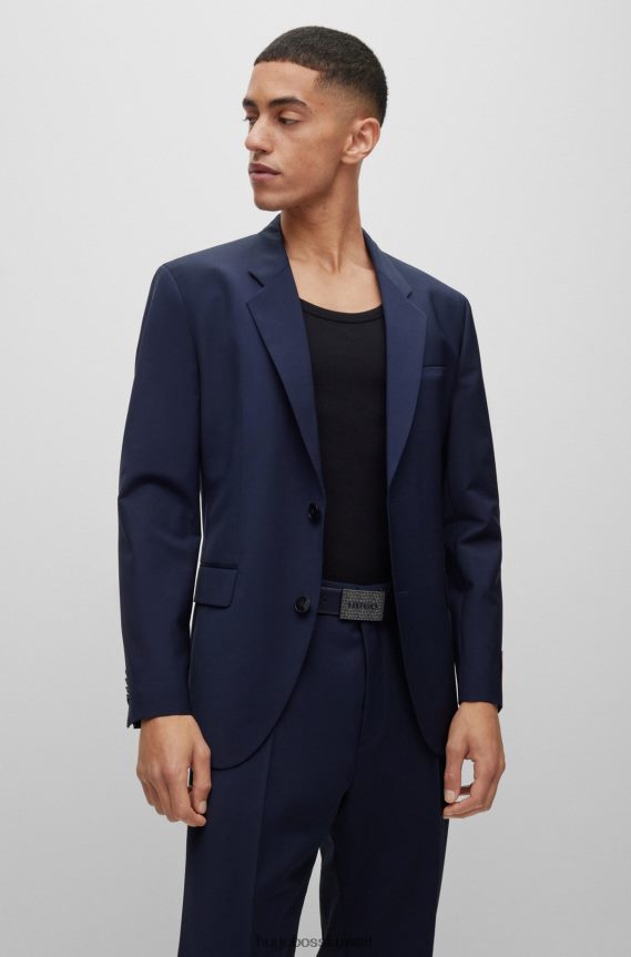 4TFNJN5817 أسود Hugo Boss حزام هوغو ذو وجهين من الجلد الإيطالي مزود بإبزيم دبوس ولوحة باللون الأسود