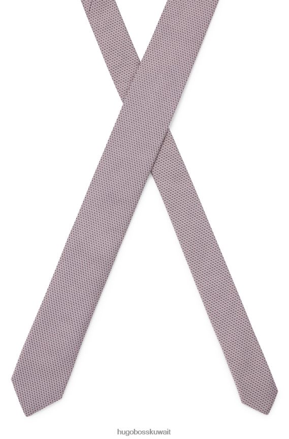 4TFNJN5818 لون القرنفل Hugo Boss ربطة عنق منقوشة بشكل دقيق من قماش الجاكار الحريري باللون الوردي