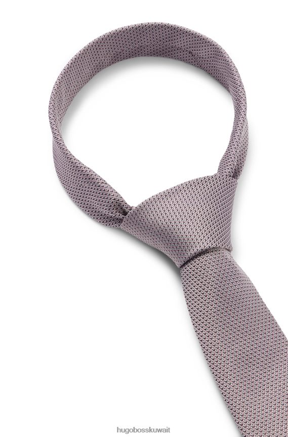 4TFNJN5818 لون القرنفل Hugo Boss ربطة عنق منقوشة بشكل دقيق من قماش الجاكار الحريري باللون الوردي