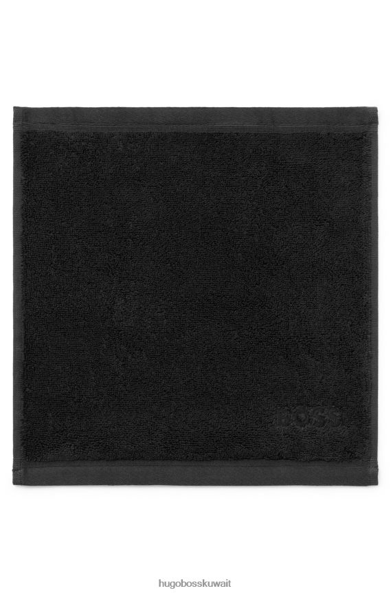 4TFNJN5825 أسود Hugo Boss قطعة قماش وجه سوداء مطرزة بشعار الماركة من قطن هوغو بحر إيجه