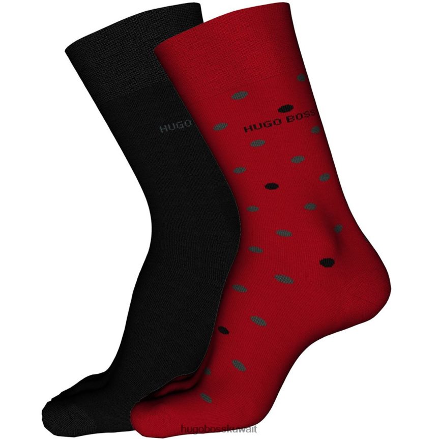 4TFNJN582 أسود/فحمي/أحمر Hugo Boss جوارب 2 قطعة 50420244 أسود