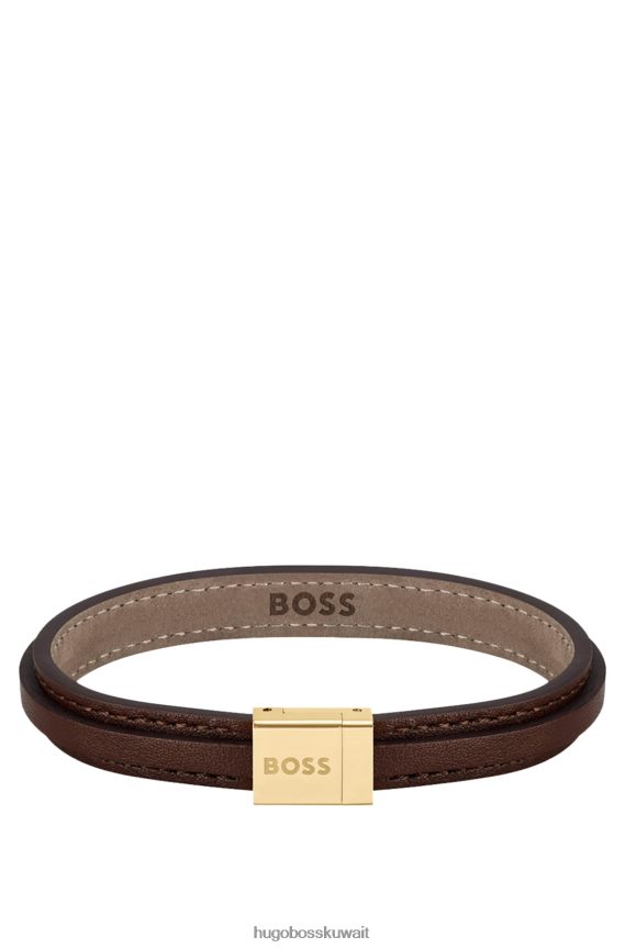 4TFNJN5832 حزمة مسبقة متنوعة Hugo Boss أساور جلدية مزدوجة الطبقات مع إغلاق بتفاصيل الشعار: عبوة متوسطة الحجم متنوعة مسبقًا