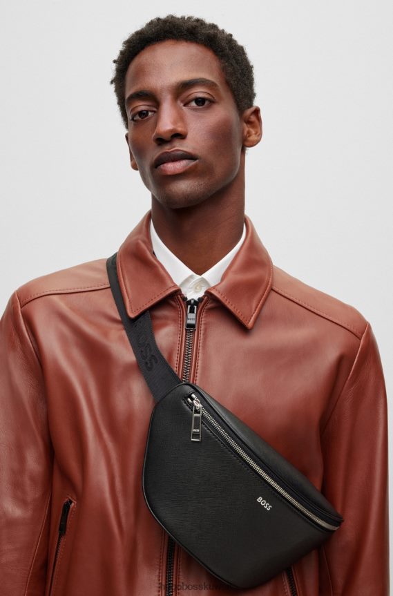 4TFNJN5835 أسود Hugo Boss حقيبة هوغو بحزام منظم مع حروف الشعار باللون الأسود