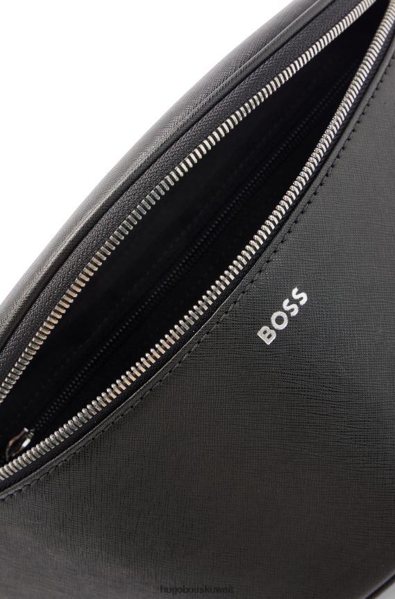 4TFNJN5835 أسود Hugo Boss حقيبة هوغو بحزام منظم مع حروف الشعار باللون الأسود