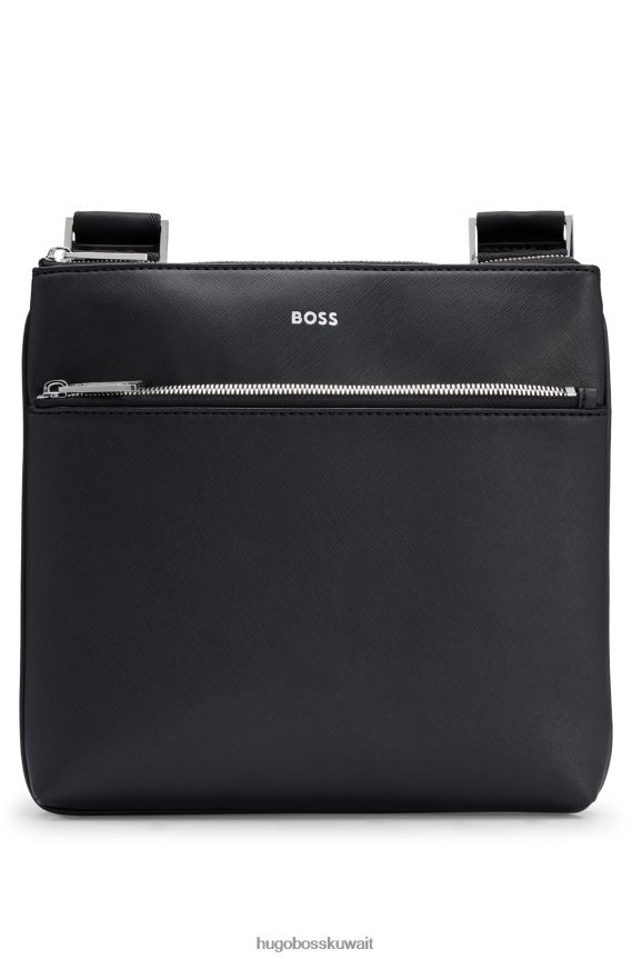 4TFNJN5838 أسود Hugo Boss حقيبة مغلف منظمة مع حروف شعار هوغو باللون الأسود