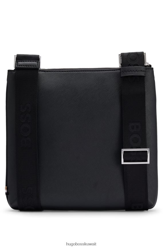 4TFNJN5838 أسود Hugo Boss حقيبة مغلف منظمة مع حروف شعار هوغو باللون الأسود