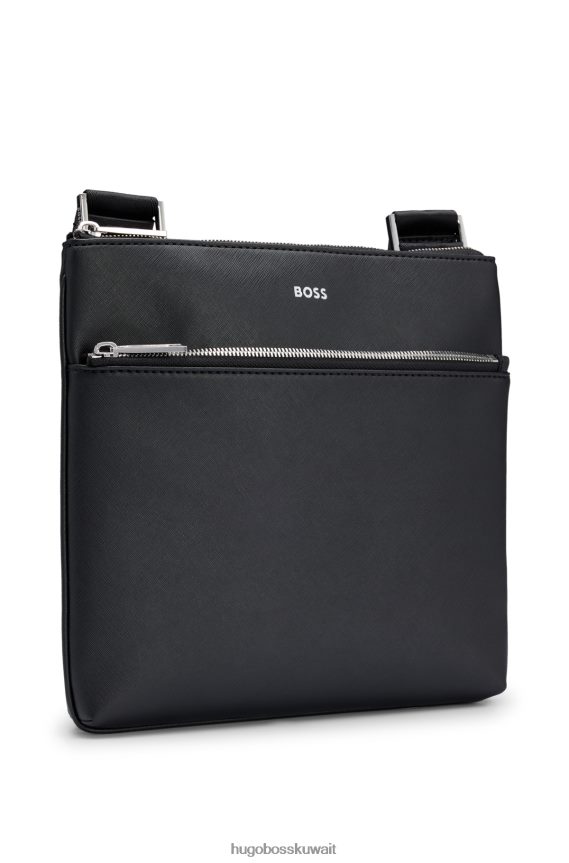 4TFNJN5838 أسود Hugo Boss حقيبة مغلف منظمة مع حروف شعار هوغو باللون الأسود