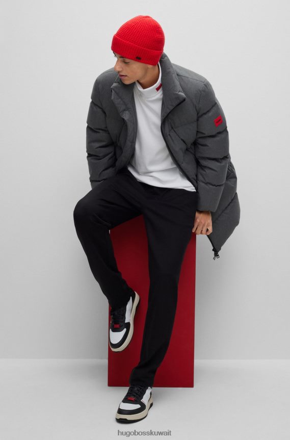 4TFNJN5845 أحمر Hugo Boss قبعة صغيرة من مزيج الصوف مع شعار هوغو باللون الأحمر