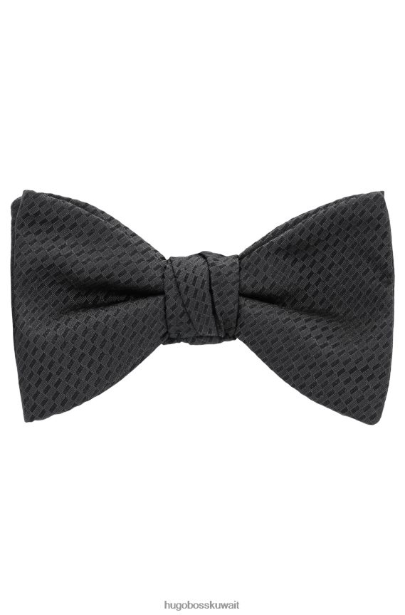 4TFNJN5848 أسود Hugo Boss ربطة عنق هوغو من حرير الجاكار بنمط صغير باللون الأسود