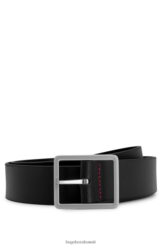 4TFNJN5850 أسود Hugo Boss حزام أسود ذو وجهين مع تشطيبات محببة وناعمة من هوغو