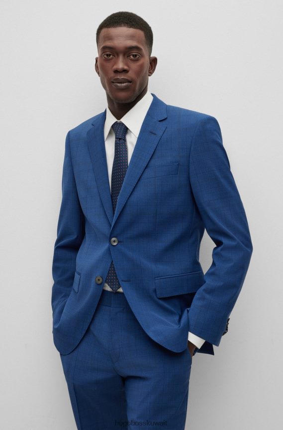 4TFNJN5854 أزرق غامق Hugo Boss ربطة عنق بنقش هوغو باللون الأزرق الداكن مصنوعة من ألياف معاد تدويرها وحرير