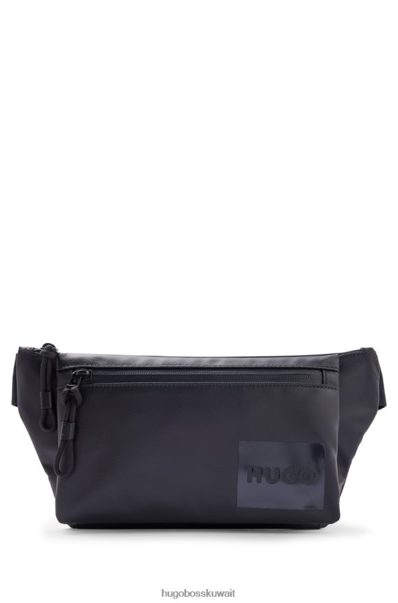 4TFNJN5866 أسود Hugo Boss حقيبة هوغو بحزام من القماش الهيكلي مع شعار متناغم باللون الأسود