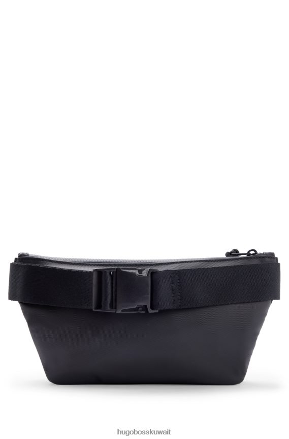 4TFNJN5866 أسود Hugo Boss حقيبة هوغو بحزام من القماش الهيكلي مع شعار متناغم باللون الأسود
