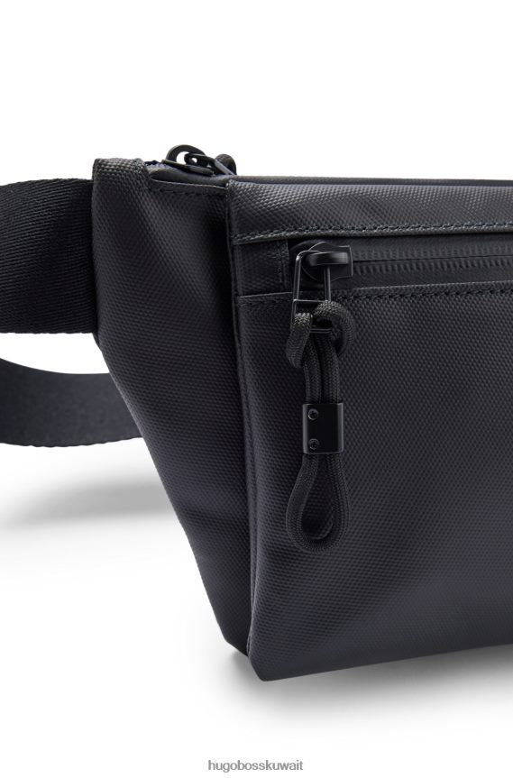 4TFNJN5866 أسود Hugo Boss حقيبة هوغو بحزام من القماش الهيكلي مع شعار متناغم باللون الأسود