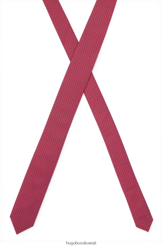 4TFNJN5867 وردي فاتح Hugo Boss ربطة عنق منقوشة من قماش الجاكار الحريري باللون الوردي الفاتح
